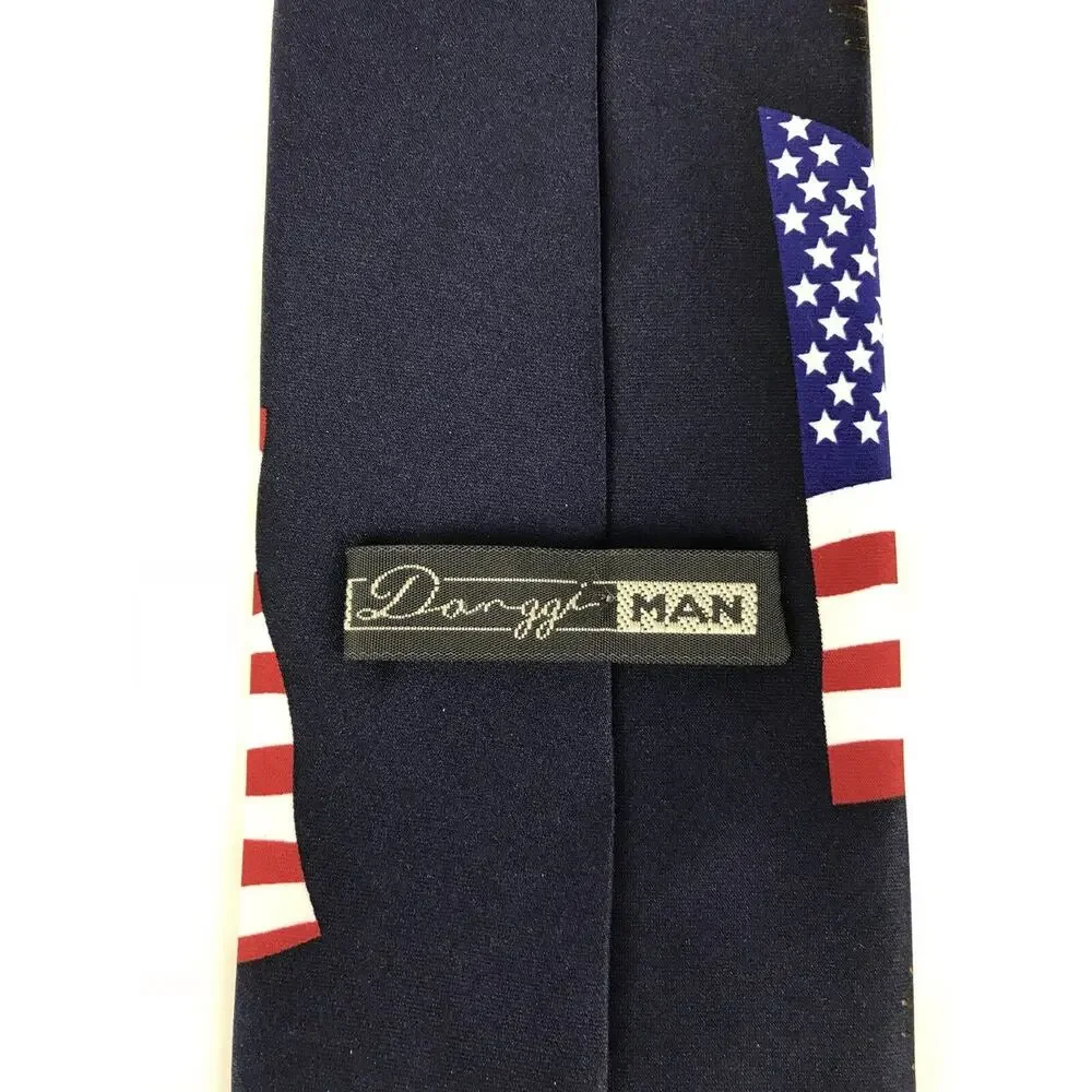 Danggi Man Patriotic Neck Tie Stars & Stripes American Bald Eagle